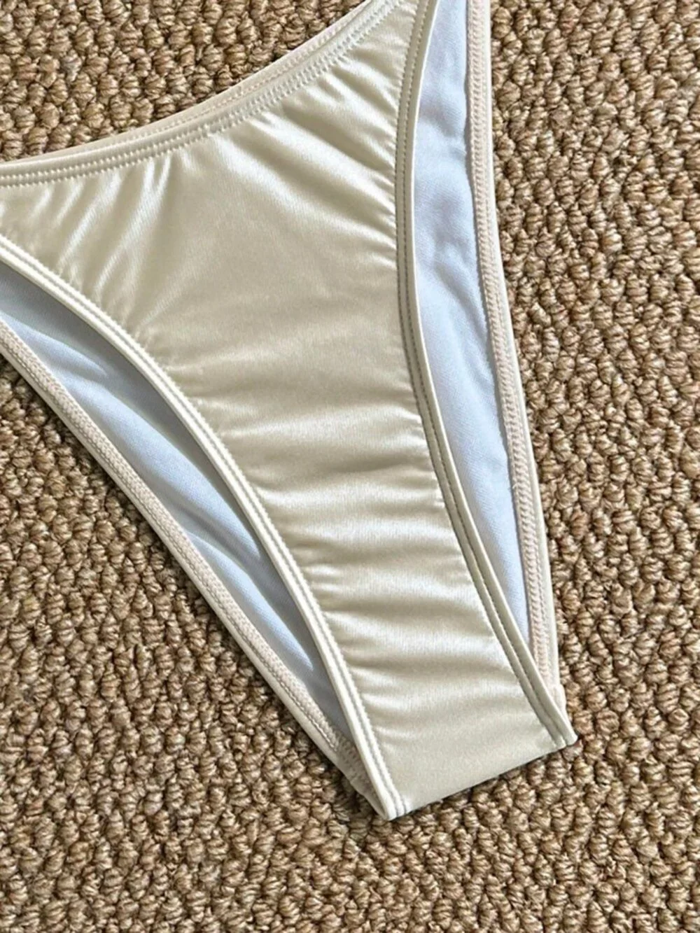 Apricot Sexy Women's Beach Satin Shell Decor Bikini Set